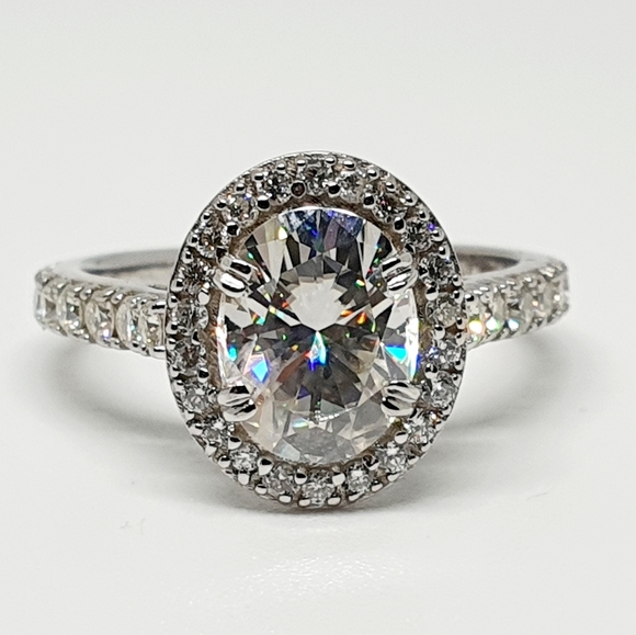 2Ct Oval Cut Moissanite Engagement Ring In Gold - Picture 6 of 16